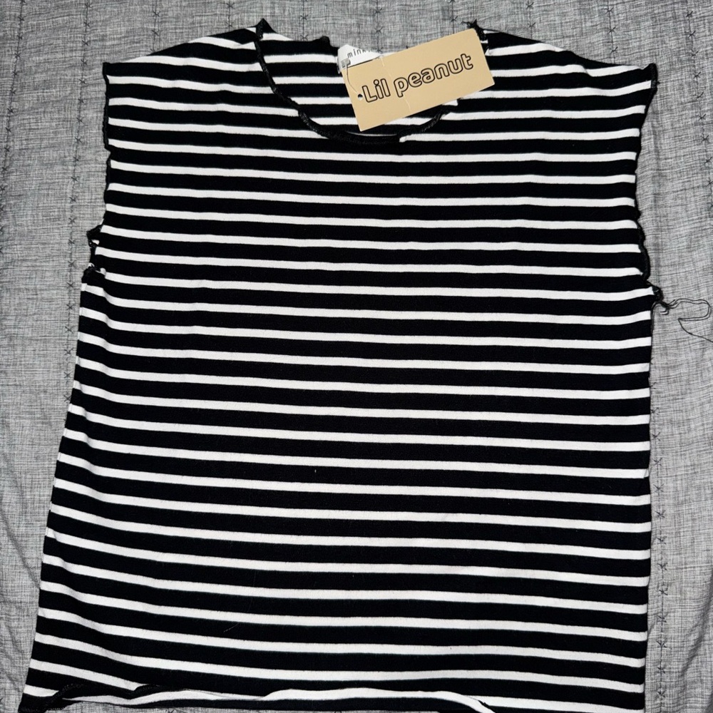Little Peanut stripes boy tee black and brown shirt